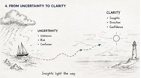 Uncertainty to clarity navigation chart