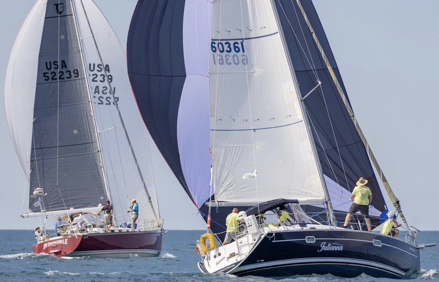 Julianna and Intangible racing under spinnaker